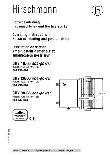 GHV 10/65 eco-power GHV 20/65 eco-power GHV 30/65 eco ... - Triax