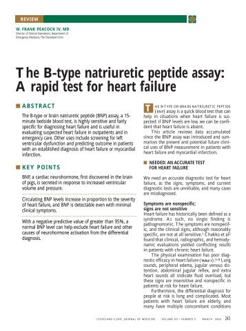 The B-type natriuretic peptide assay: A rapid test for heart failure