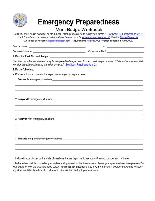 Emergency Preparedness - Boy Scout Troop 555