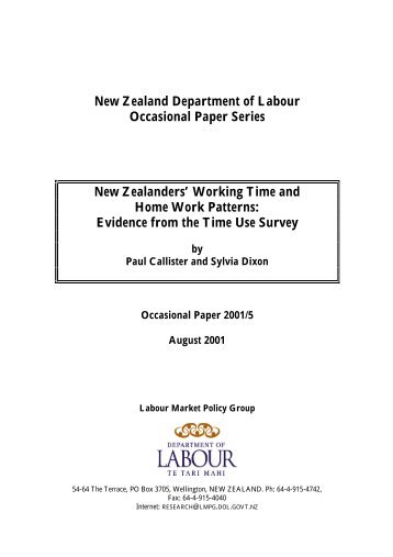 Working Time and Home Work Patterns - Department of Labour