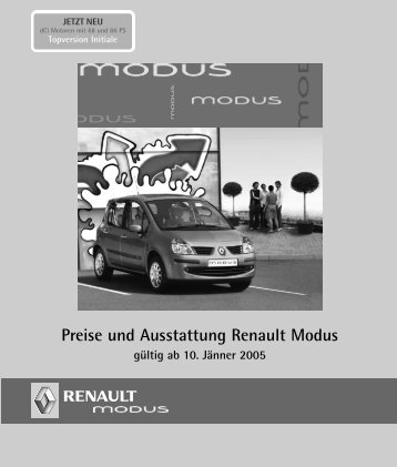 Preise und Ausstattung Renault Modus gültig ab 10 ... - Motorline.cc