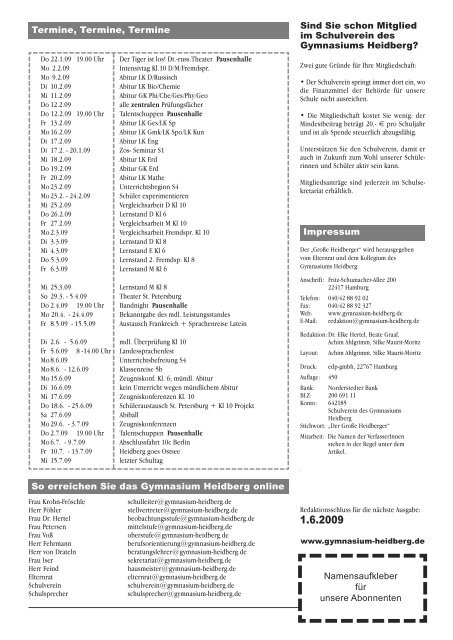 Ausgabe 52 (Januar 2009) - Gymnasium Heidberg