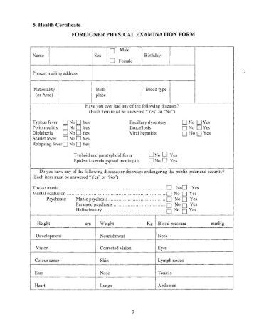 the physical foreigner form examination Record Examination Form Health Adult the physical foreigner form examination Record Examination Form Health Adult