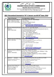 HEC Recognized Journals in “W” Category up till 30 - Higher ...