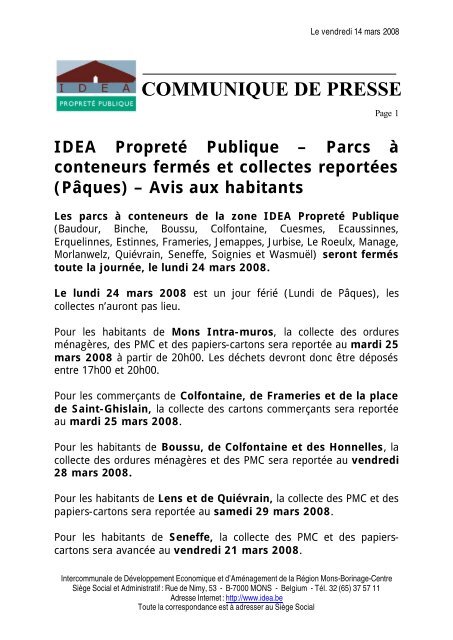 communique de presse - IDEA