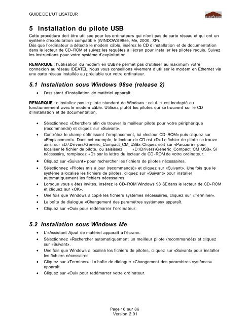 GUIDE DE L'UTILISATEUR - IDEA