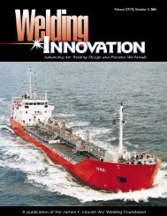 Welding Innovation Vol. XVIII, No. 3, 2001 - The James F. Lincoln ...