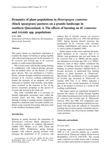 Dynamics of plant populations in Heteropogon contortus - Tropical ...