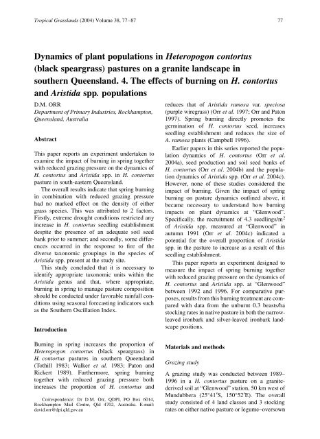 Dynamics of plant populations in Heteropogon contortus - Tropical ...