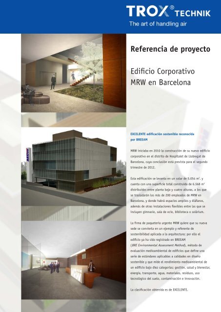 Referencia de proyecto Edificio Corporativo MRW en Barcelona - Trox