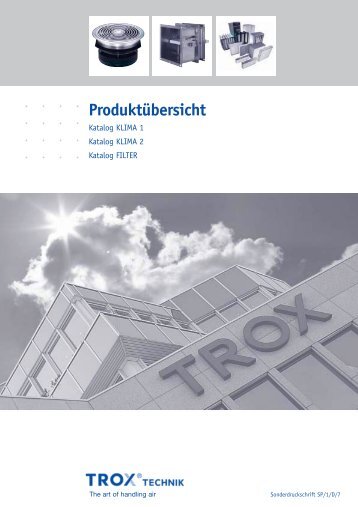 Produktübersicht - Katalog Klima 1, 2, Filter - Trox