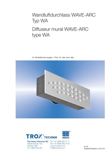 Wandluftdurchlass WAVE-ARC Typ WA Diffuseur mural ... - Trox