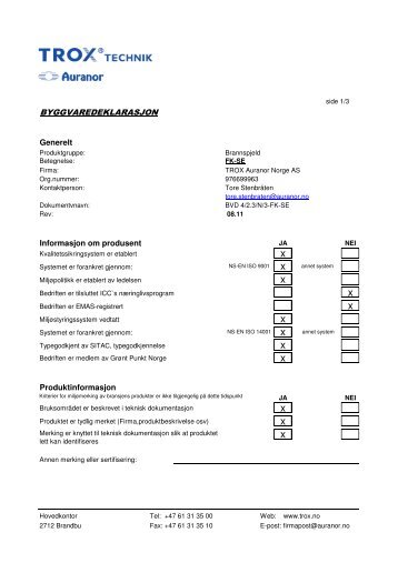 FK-SE - TROX Auranor Norge as