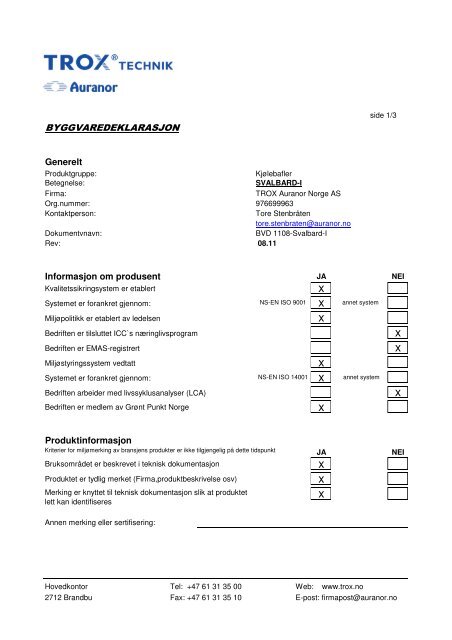 Svalbard-I - TROX Auranor Norge as