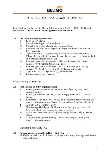 Beskrivelse av BELIMO's brannspjeldsentral BKS24-9A