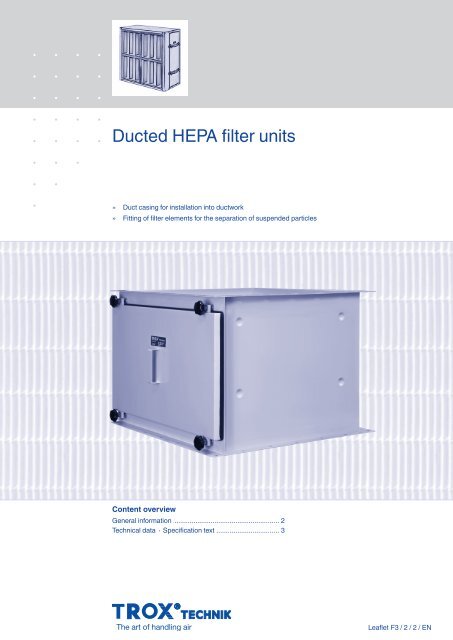 Type F350 Ducted HEPA filter units - TROX