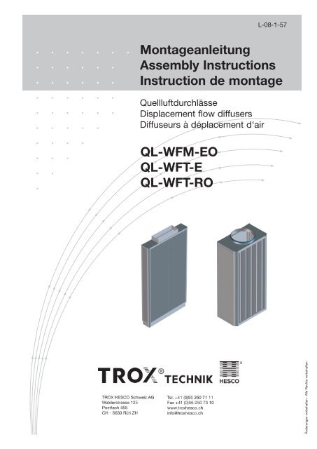 Montageanleitung Assembly Instructions Instruction de ... - Trox