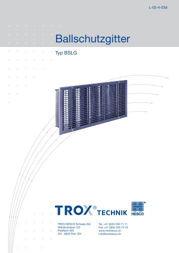 Ballschutzgitter Typ BSLG - Trox