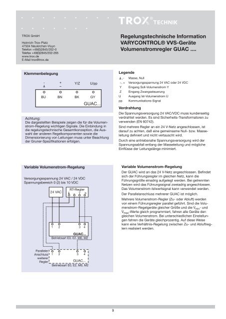 Volumenstromregler GUAC