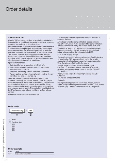 VAV Controllers LVC-LowVelocity - TROX