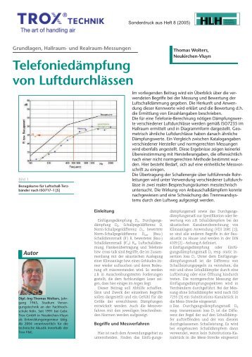 Telefoniedämpfung von Luftdurchlässen - Trox