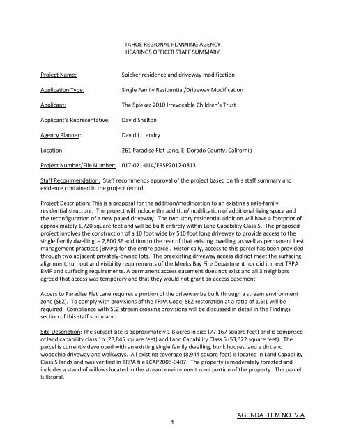 August 30, 2012 Hearings Officer Packet - Tahoe Regional Planning ...