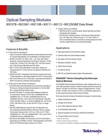 Optical Sampling Modules - 80C07B, 80C08C ... - TRS-RenTelco