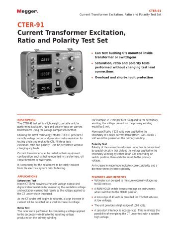 CTER-91 Current Transformer Excitation, Ratio and Polarity Test Set