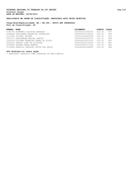 Habilitados em ordem de classificaÃ§Ã£o (Por Polo) - Tribunal ...