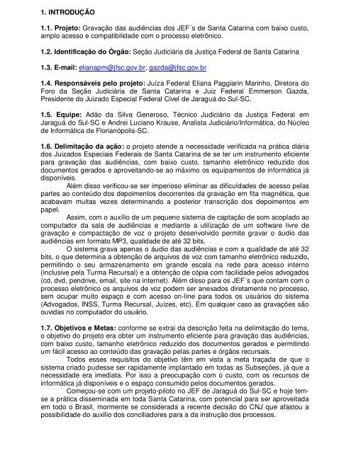 GravaÃ§Ã£o das audiÃªncias dos JEFÂ´s de Santa Catarina com baixo ...