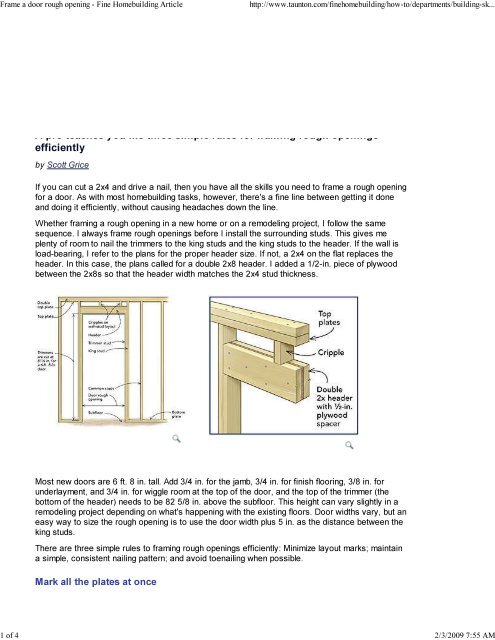 Framing a Door's Rough Opening