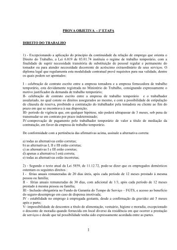 PROVA OBJETIVA - Tribunal Regional do Trabalho - 23Âª RegiÃ£o