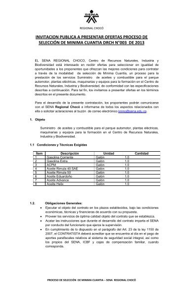 invitacion publica a presentar ofertas proceso de selecciÃ³n ... - Sena