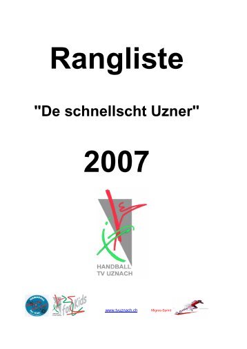 Rangliste "De schnellscht Uzner 2007" - Handball TV Uznach