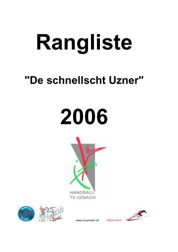 Rangliste "De schnellscht Uzner 2006" - Handball TV Uznach