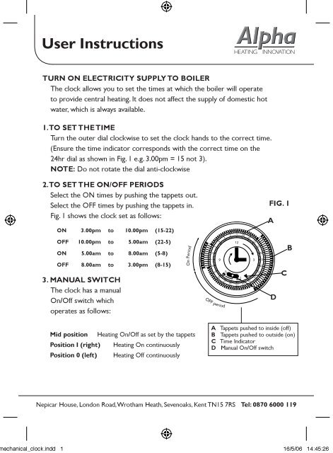 24 Hour Plug-in Mechanical Clock User Instructions - Alpha boilers