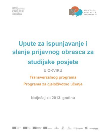 Upute za ispunjavanje i slanje prijavnog obrasca za studijske posjete