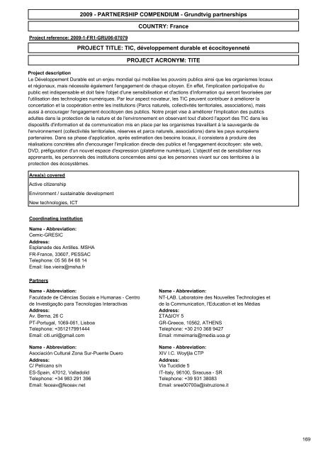 grundtvig learning partnerships compendium 2009 - European ...