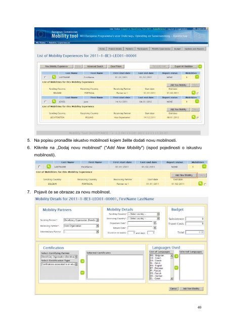 Mobility Tool Beneficiary User Manual - Agencija za mobilnost i ...