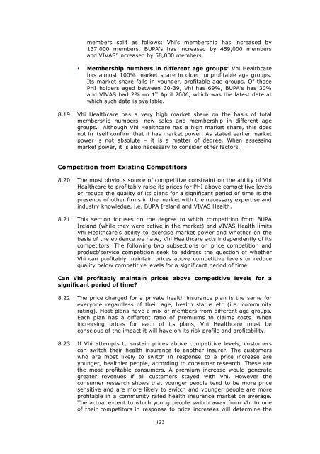 Competition in the Irish Private Health Insurance Market