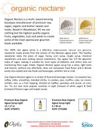 Organic Nectars is a multi- award winning boutique ... - Sysco