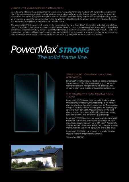 PowerMaxÂ® STRONG data sheet - Avancis