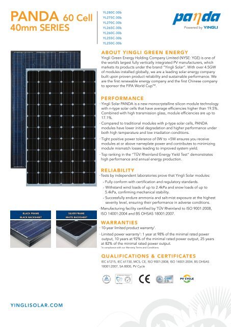 Datasheet Int Yingli Solar