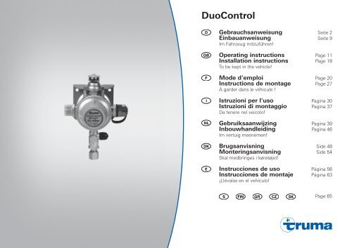 Truma DuoControl CS gas pressure regulator vertical 2 x G.36 -> 10 or 8 mm