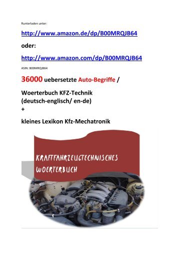Neuerscheinung Frankfurter Buchmesse 2014:  36000 uebersetzte Auto-Begriffe Woerterbuch KFZ-Technik deutsch-englisch en-de