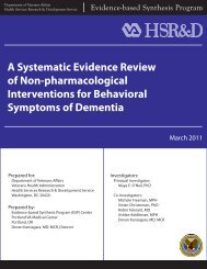 A Systematic Evidence Review of Non-pharmacological ... - HSR&D