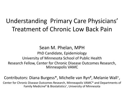 Understanding Primary Care Physicians' Treatment of Chronic Low ...