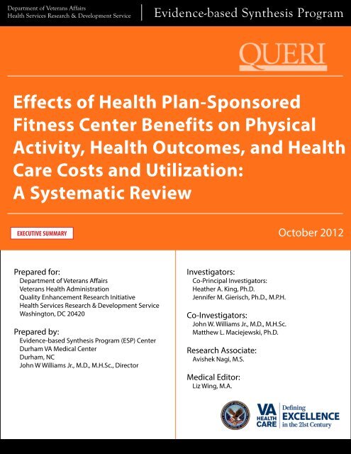 Effects of Health Plan-Sponsored Fitness Center Benefits on ...