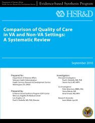 Comparison of Quality of Care in VA and Non-VA Settings - HSR&D