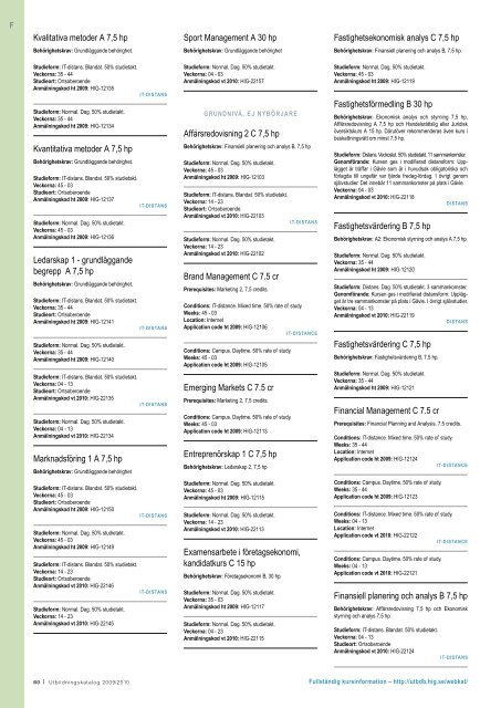 Utbildningskatalog 2009/2010 program och kurser - HÃ¶gskolan i GÃ¤vle